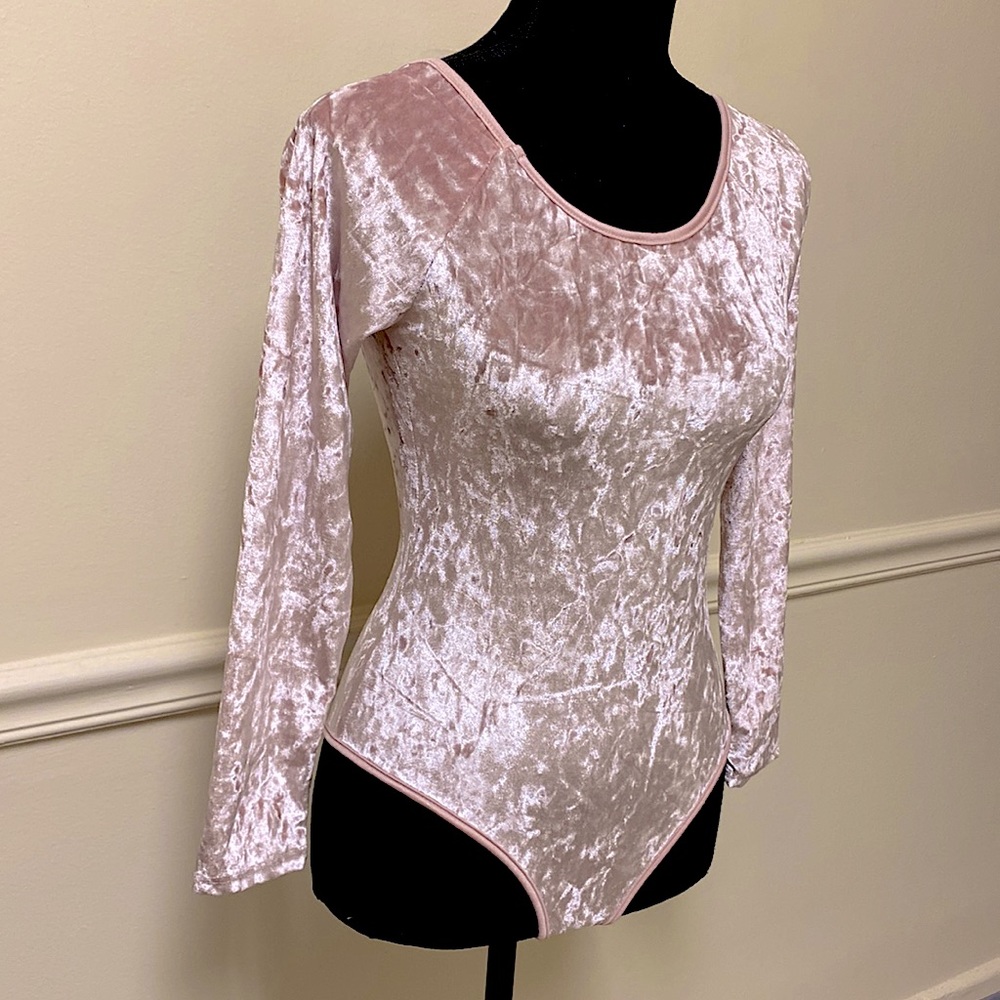 Light Pink Velvet Velour Body Suit - Picture 7 of 16
